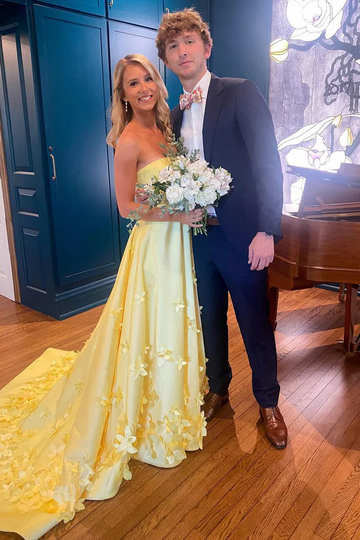 Yellow Prom Dress Long, Prom Dresses HZ1023